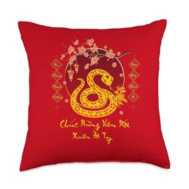 Tet Decorations Vietnamese 2025 Chuc Mung Nam Moi Snake Throw Pillow
