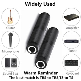 SHANFEILU 1/4 Inch TRS TS Coupler 6.35mm Female to Female Audio Adapter 6.35mm TRS Stereo TS Mono Jack Connector Extension for Microphone Guitar Speaker Tuner 2pcs