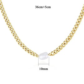 Baroque Pendant Curb Chain Choker Necklace | 18ct Gold Plated Stainless Steel | Waterproof & Tarnish Proof | Hypoallergenic | Adjustable Length 36cm-41cm | Women's Fashion Jewelry