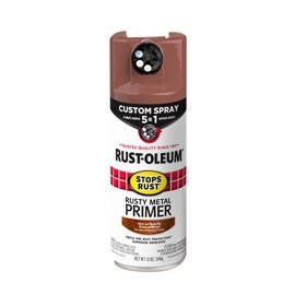 Rust-Oleum 384755 Custom Spray 5-in-1 Flat Rusty Metal Primer Aerosol Spray, 12 oz., Rusty Metal