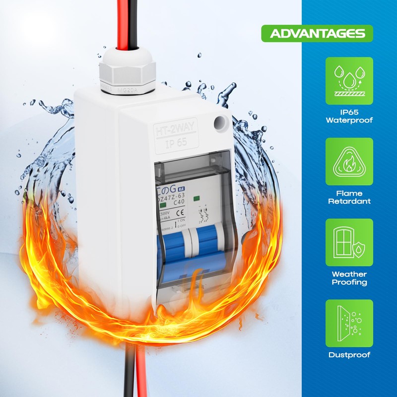 Solar Panel Disconnect Switch, CGELE 40 Amp DC 500V Breaker