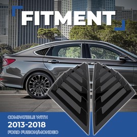 HECASA Side Window Louvers Compatible with 2013-2020 Ford Fusion/Mondeo Air Vent Scoop Shades Cover Blinds Trim ABS Plastic Black 2Pcs