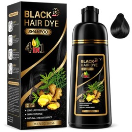 Hair Dye Shampoo 4 en 1 Fórmula Suave Ingredientes Naturales Color Negro