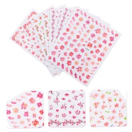 Healeved 4sets Flower Nail Art Stickers Cherry Flower Nail Decals Set DIY Beauty 8sheets*4
