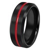 CROWNAL 8mm Thin Red Groove Black Brushed Tungsten Carbide Wedding