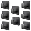 Leezmark 8 Pack Square Self Adhesive Towel Hooks, Black Aluminum