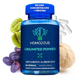 Nootropico para la Mente con Complejo B, Melena de Leon, suplemento natural para Concentracion, Memoria y Agilidad Mental | con L-Carnitina, Bacopa Monnieri, L-Tirosina y Semilla de Uva | 60 capsulas