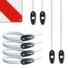 Set of 4 Tension Ropes for Attaching Warning Boards, Rubber Tensioner, Mounting Warning Sign, Adjustable Length (White, 50 cm)