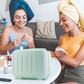 Balakaka Beauty Case ABS with Soft Handle, Cosmetic Case, Hard Shell for Toiletries, Travel, Excursion, Beauty Case, Portable, Waterproof Beauty Case, Hard Shell for Women and Girls, Green