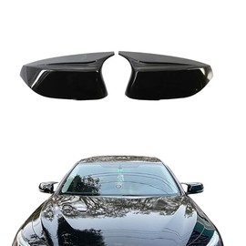 1 Pair Rear View Side Mirror Cover Door Mirror Caps Ox Horn Style Compatible with Nfiniti Q50 Sedan Q60 Q70 QX30 2014-2020 (Glossy Black)