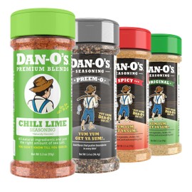 Dan-O's Taste of Summer” Small Seasoning 4 pack - Spicy (3.5 oz), Original (3.5 oz), Preem-O (3.4 oz), Chili Lime (3.3 oz)
