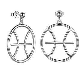 Jewmon 12 Constellation Series Women's Zodiac Sign Pendant Necklace/Earrings Horoscope Zodiac Jewellery Gift for Christmas/Valentine's Day/Birthday, Sterling Silver