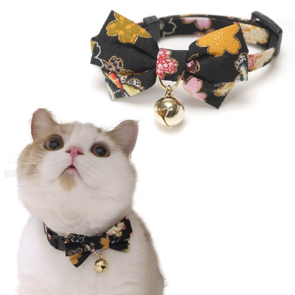 Necoichi Kimono Bow Tie Cat Collar (Black)