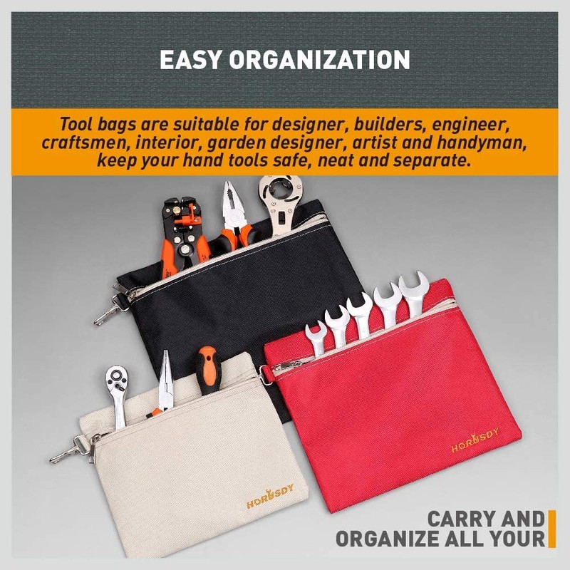 HORUSDY 5-Pack Multi-Purpose Zipper Bags, Water-proof Zippered Tool Pouch, Organization