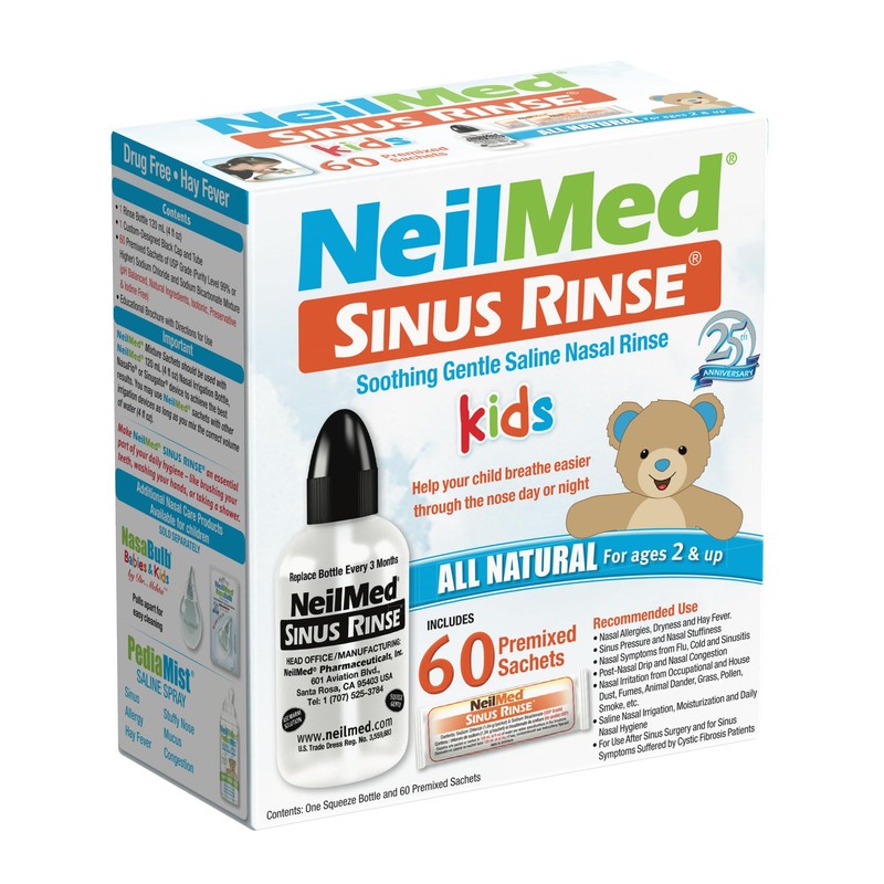 Neilmed's Sinus Rinse, Pediatric, Complete Saline Nasal Rinse Kit 60