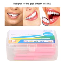 Kit de Cepillo Interdental de Ortodoncia, 60 Piezas/Caja, Herramienta de Limpieza de Dientes, Limpiador Dental, Palillo de Dientes para Limpiar Espacios Estrechos (rosado)