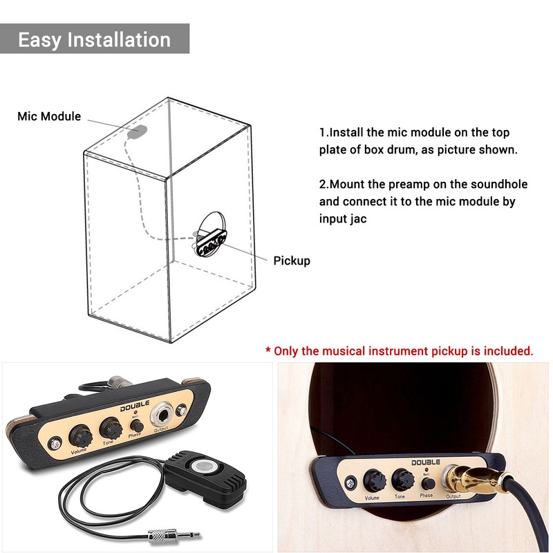 DOUBLE CJ01L Cajon Box Drum Preamp Pickup Musical Instrument Pickup