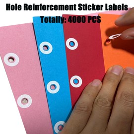 Hole Reinforcement Labels, 4000 Pack, 1/4 inch Diameter, Self-Adhesive Paper Stickers for School and Office