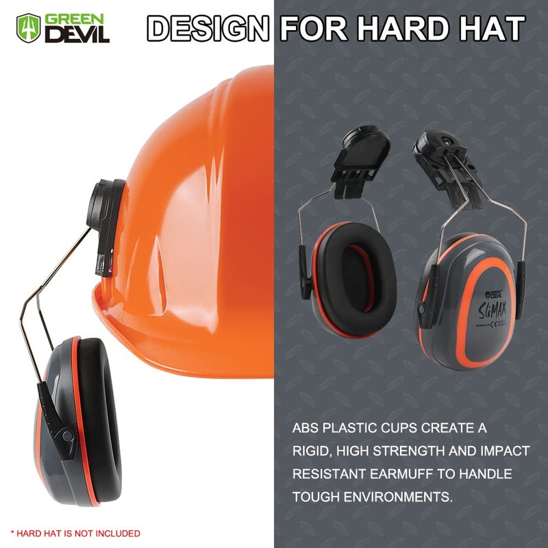 GREEN DEVIL Hearing Protection Ear Muffs For Hard Hat SNR27dB/NRR
