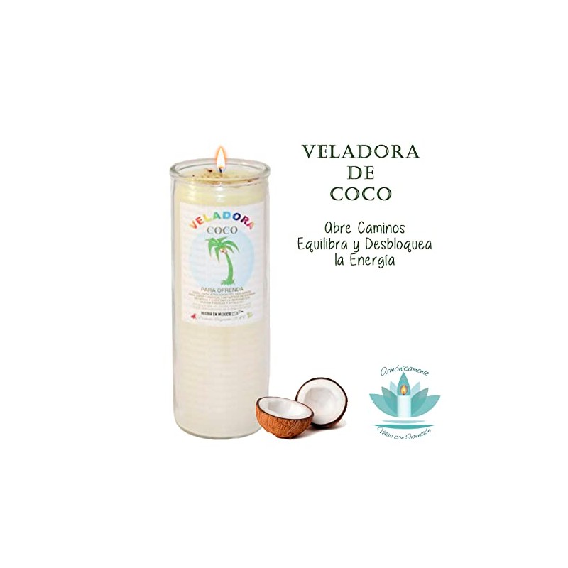 VELADORA DE COCO | OFRENDA, ABRIR CAMINOS, LIMPIA ENERGÉTICA, VELA