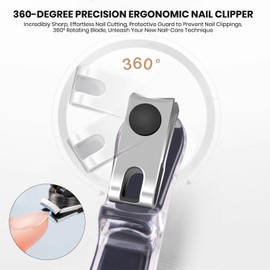 YAFIYGI Nail Clippers for Seniors with Arthritis 360 Degree Rotary Fingernail Rotary Stainless Steel Nail Clipper Easy to Hold and Clip for Seniors Elderly Arthritis Toe and Fingernail Cutter