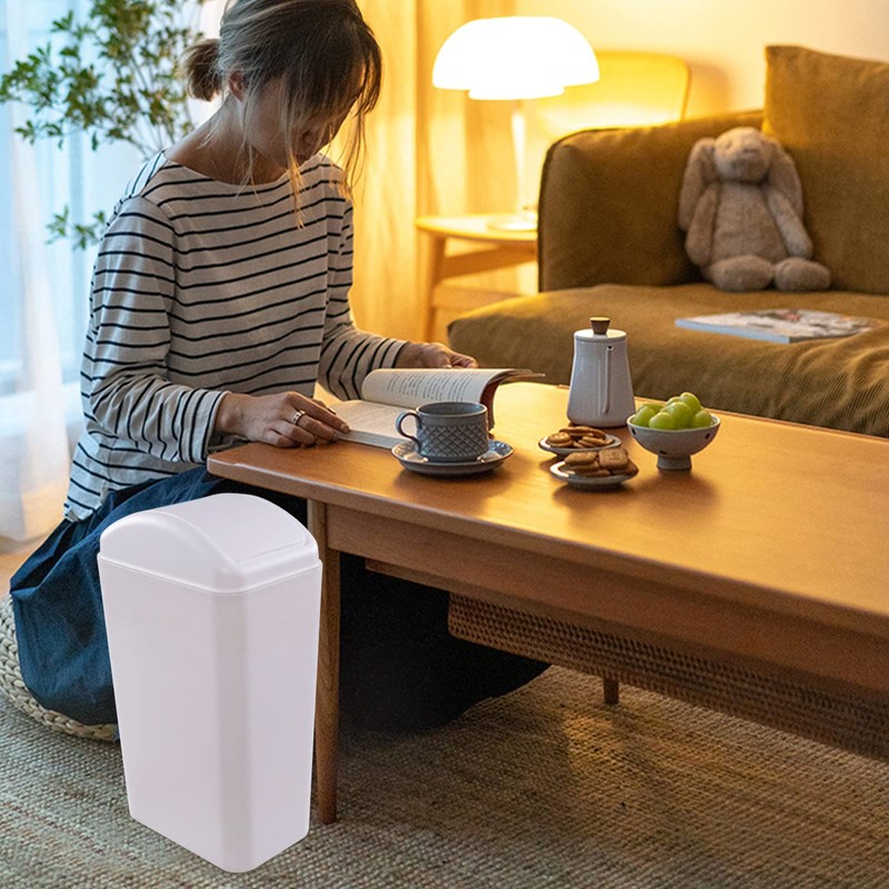 Vababa 1 Pack 3 Gallon Plastic Swing Top Trash Can,