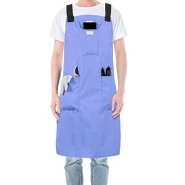 WISEPRO Gardening Apron, Oxford Cloth Working Apron, Adjustable Apron for Gardening Home Kitchen Multi-Purpose (Blue)