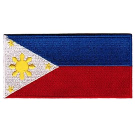 Cypress Collectibles - Philippines Flag Patch - Premium Embroidered Appliqué - Asian Country Velcro®-Brand Fasteners Patches - Dimensions: 3.5" x 1.75"