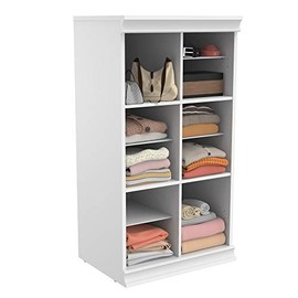 ClosetMaid ClosetMaid Modular Storage Shelf Unit with 12 Shelves, Wood Closet Organizer Adjustable, Dividers, Stacking, Full Backer, Decorative Trim, White