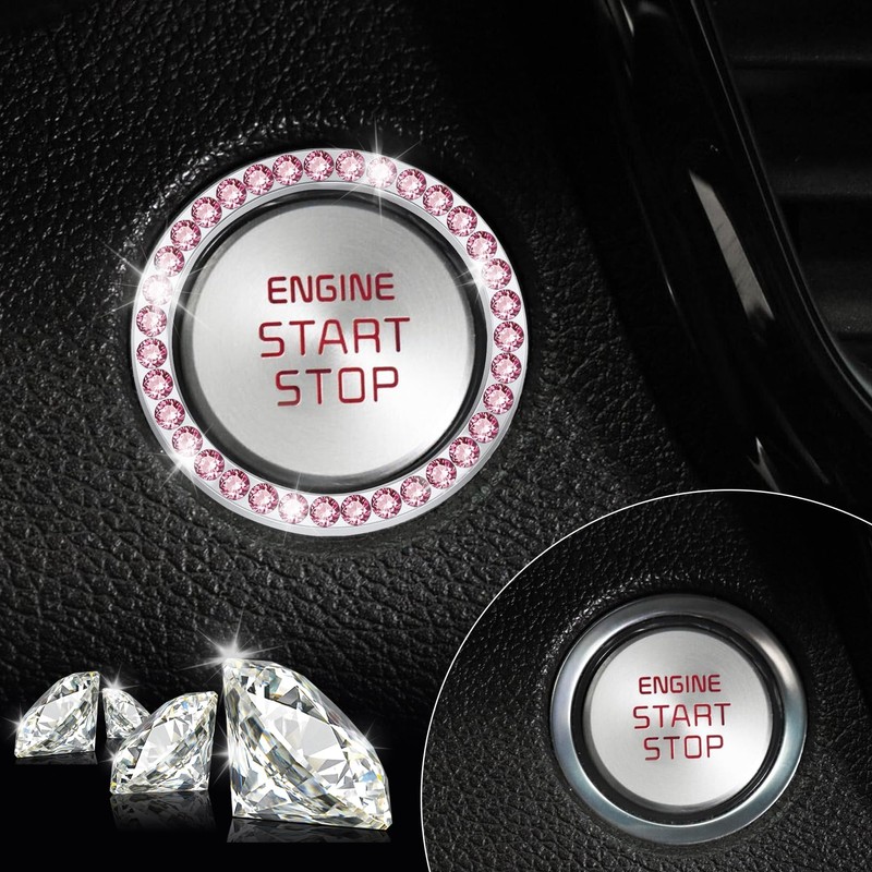 LivTee 2 PCS Crystal Rhinestone Car Engine Start Stop Decoration,