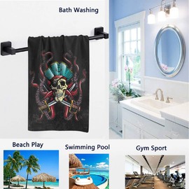 Naanle Cool Pirate Skull with Tentacles of Octopus Soft Highly Absorbent Large Decorative Hand Towels Multipurpose for Bathroom, Hotel, Gym and Spa (16" x 30")