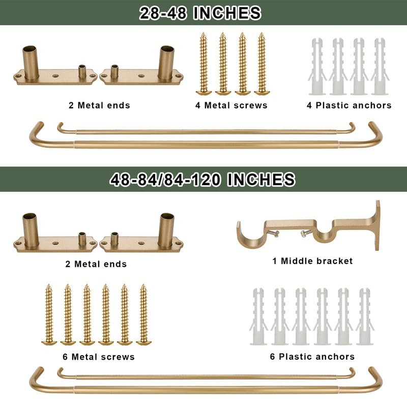 Antique Gold Double Curtain Rods, Double Curtain Rod for Window