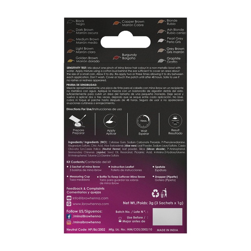 MinaiBrow Dark Brown Brow Tinting Kit | Natural Spot Coloring