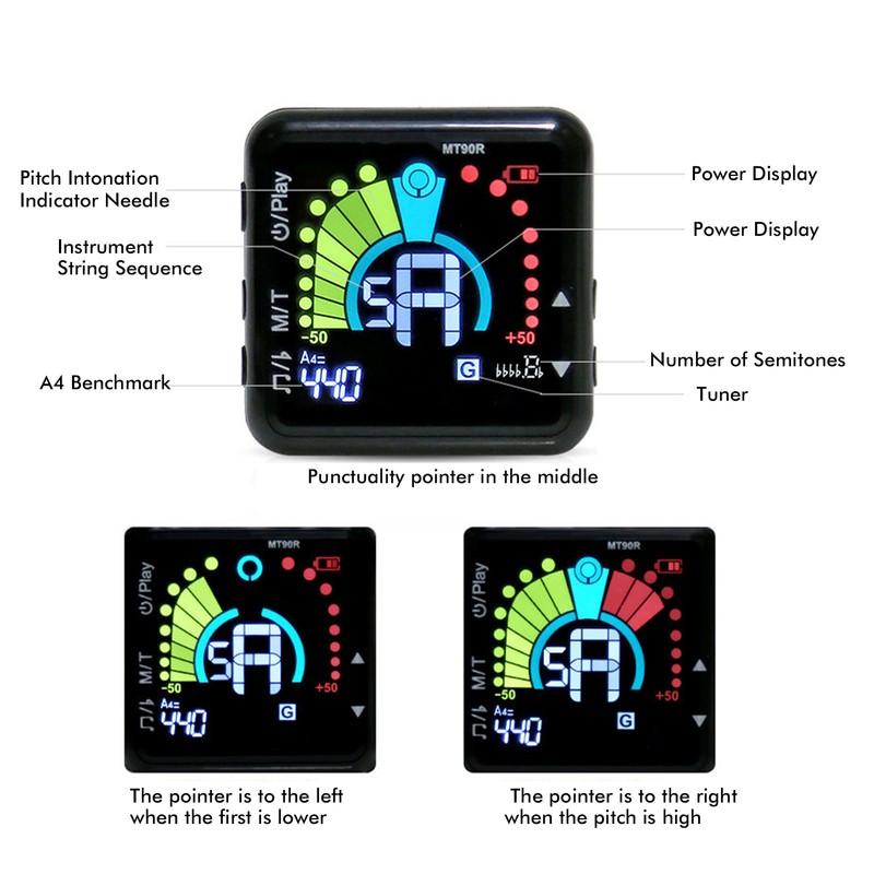 Metronome Tuner Clipon Rechargeable 2 in 1 Multifunctional String Instrument