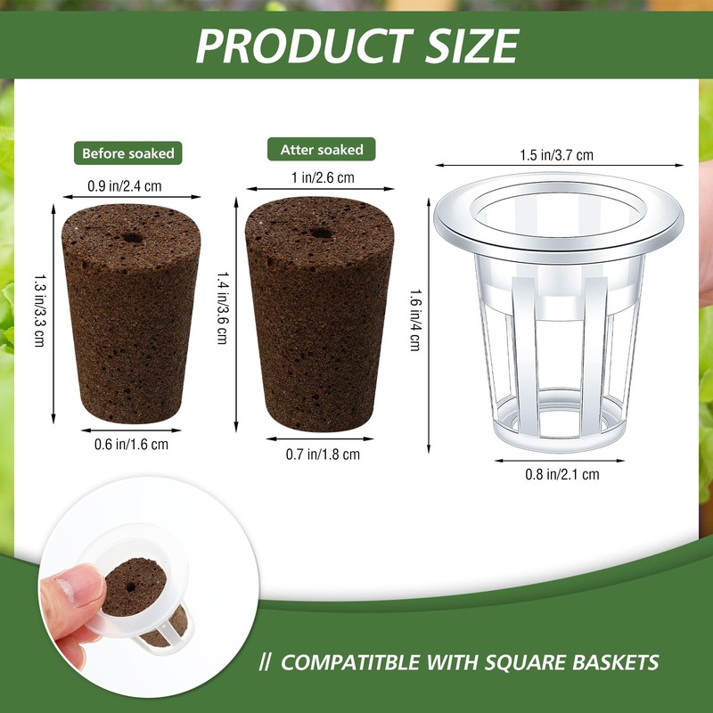 Ziliny 200 Pcs Grow Sponges Pods Kit, Includes 100 Grow