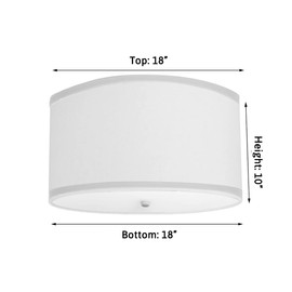 Moderne Flush Mount Conversion Kit 18"w White Linen Shallow Drum Lampshade