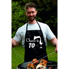 Print4U 70th Birthday Apron Cheers to 70 Apron Novelty Baking BBQ Cooking Pink