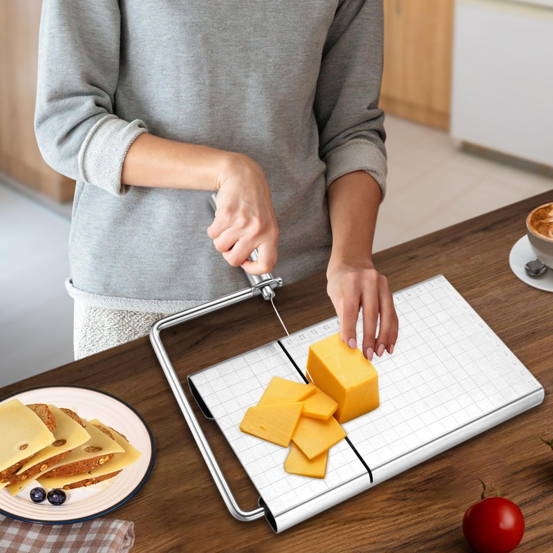 WarmHut Cheese Slicer Wire Cutter, Stainless Steel Cheese Cutter Board