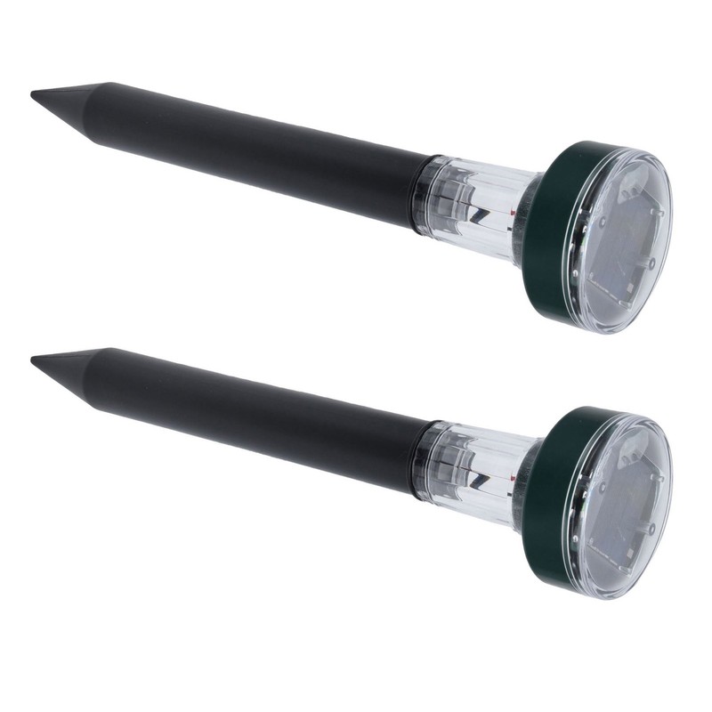 2PCS LED Mouse Expeller Ultrasonic Solar Snake Repeller Ground Insertion