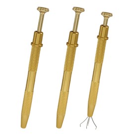 Cjueiom 3Pcs Piercing Ball Grabber Tool 4 Claw Grabber, Piercing Ball Holder Tool Pearl Grabber, Diamond Grabber for Tiny Piercing Ball Jewel Gem Bead and IC Chip Electronic Components, Gold