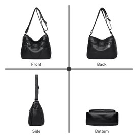 LassZone Women's Crossbody Shoulder Bag Soft PU Leather Handbag Multi-Pocket Messenger Bag Waterproof Purse for Ladies