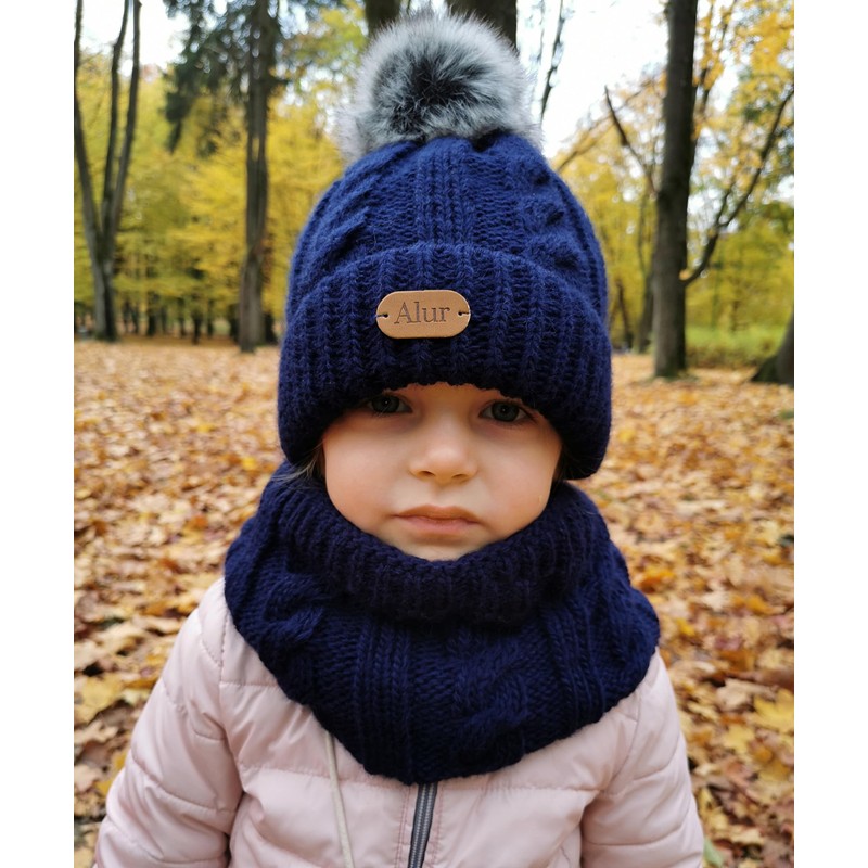 Alur Children's Unisex Beanie with Loop Scarf Set Winter Hat