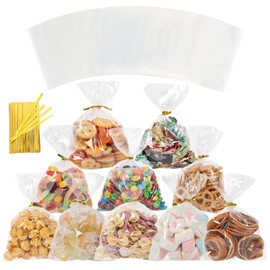 igoelove 200pcs Cellophane Bags 5x7 Inches, Cellophane Treat Bags, Clear Candy Bag with Ties, Plastic Gift Bag with Ties, Clear Goodie Bag for Party Favors