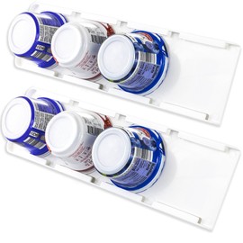 Storage Theory Yogurt Organizer for Fridge – Peel and Stick Yogurt Storage for 4 Wide-Mouth Vegan Greek Yogurt Cups – New Adhesive Strips Design - 2 Pack, White