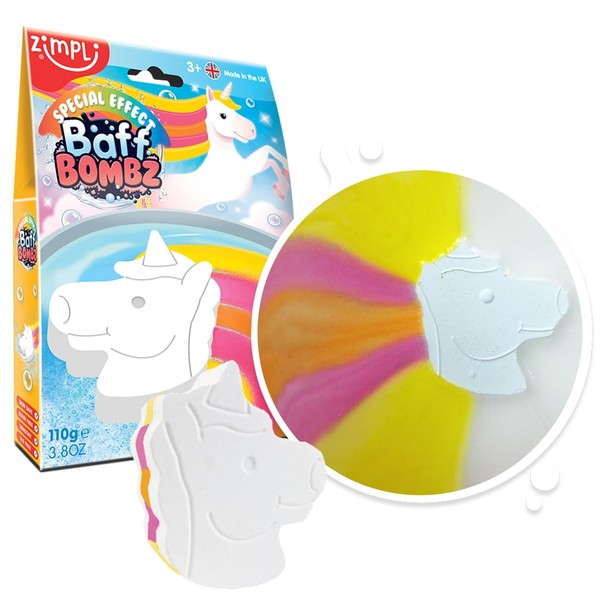 Large Unicorn Bath Bomb from Zimpli Kids, Magically Creates Multi-Colour Special Effect, Unicorn Birthday Gifts for Girls, Pocket Money Bath Toy, Unicorn Toys for Girls & Boys, Bubble Bath Fizzers