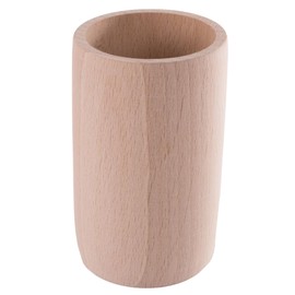 WooDeeDoo Small Round Pen Pot Brush Holder Pencil Cup | 1 Pc. | Wooden School Office Stationery | Ø62 H95 mm| Desktop Scissors Markers Makeup Storage Box Tidy Organiser | Plain Beechwood