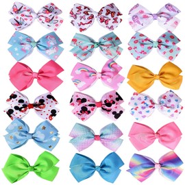 Fsmiling Hair Bows For Girls Alligator Clips Girls Bows Grosgrain Ribbon Bows Hair Accessories for Girls Valentine's Day Easter Party 18 Pack