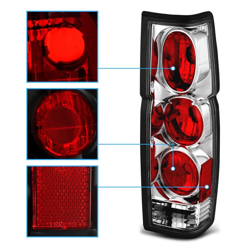 AmeriLite Chrome Replacement Brake Tail Lights Set For Hardbody D21