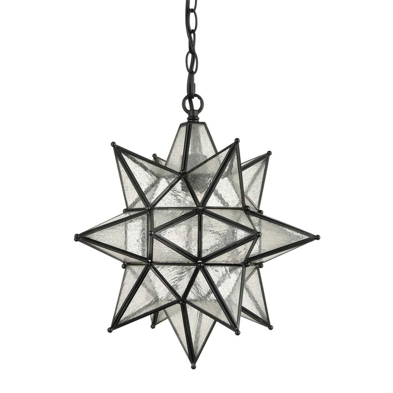 DIRYZON EUL Moravian Star Pendant Light 16 inch Seeded Glass