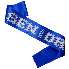 Senior Sash 2025, Blue Sashes 10 Pack with Silver Glitter Letters, Class of 2025 Graduation Celebrations Sashes, Finally Graduated Cheerleader Celebration Party Decorations Supplies